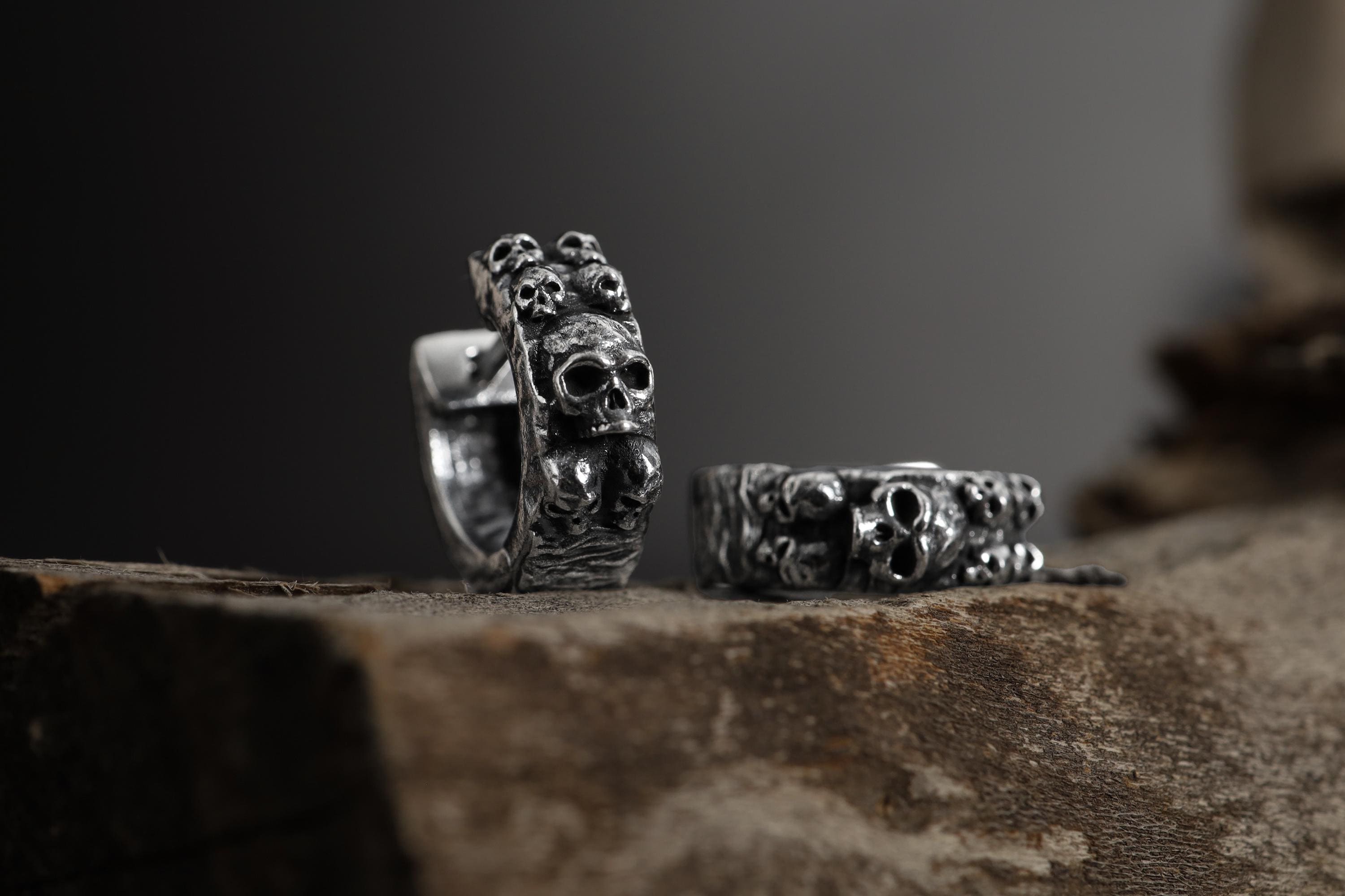 Sterling Silver Skull Hoop Earrings