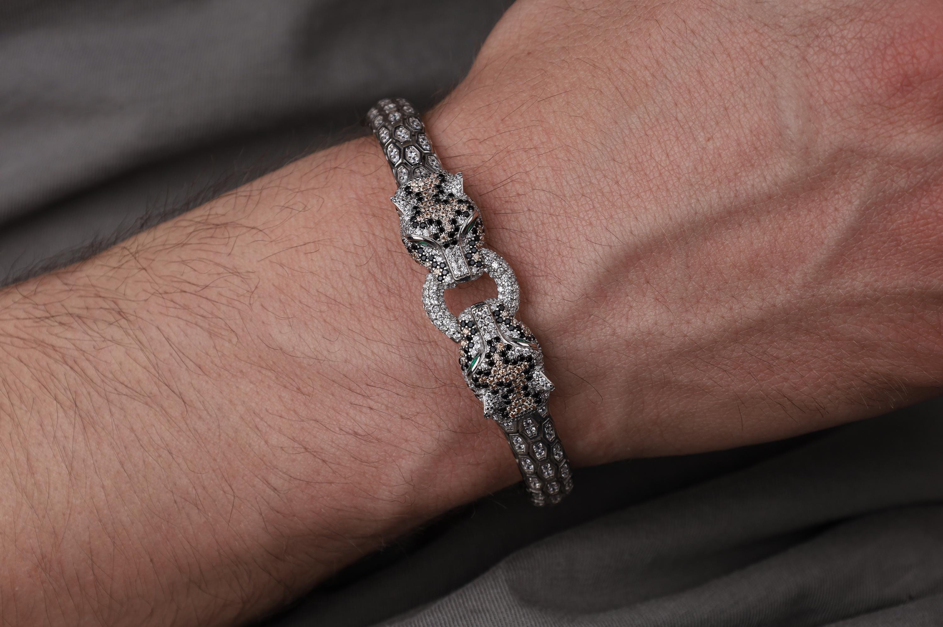 Men's Panther Bracelet with CZ Stones