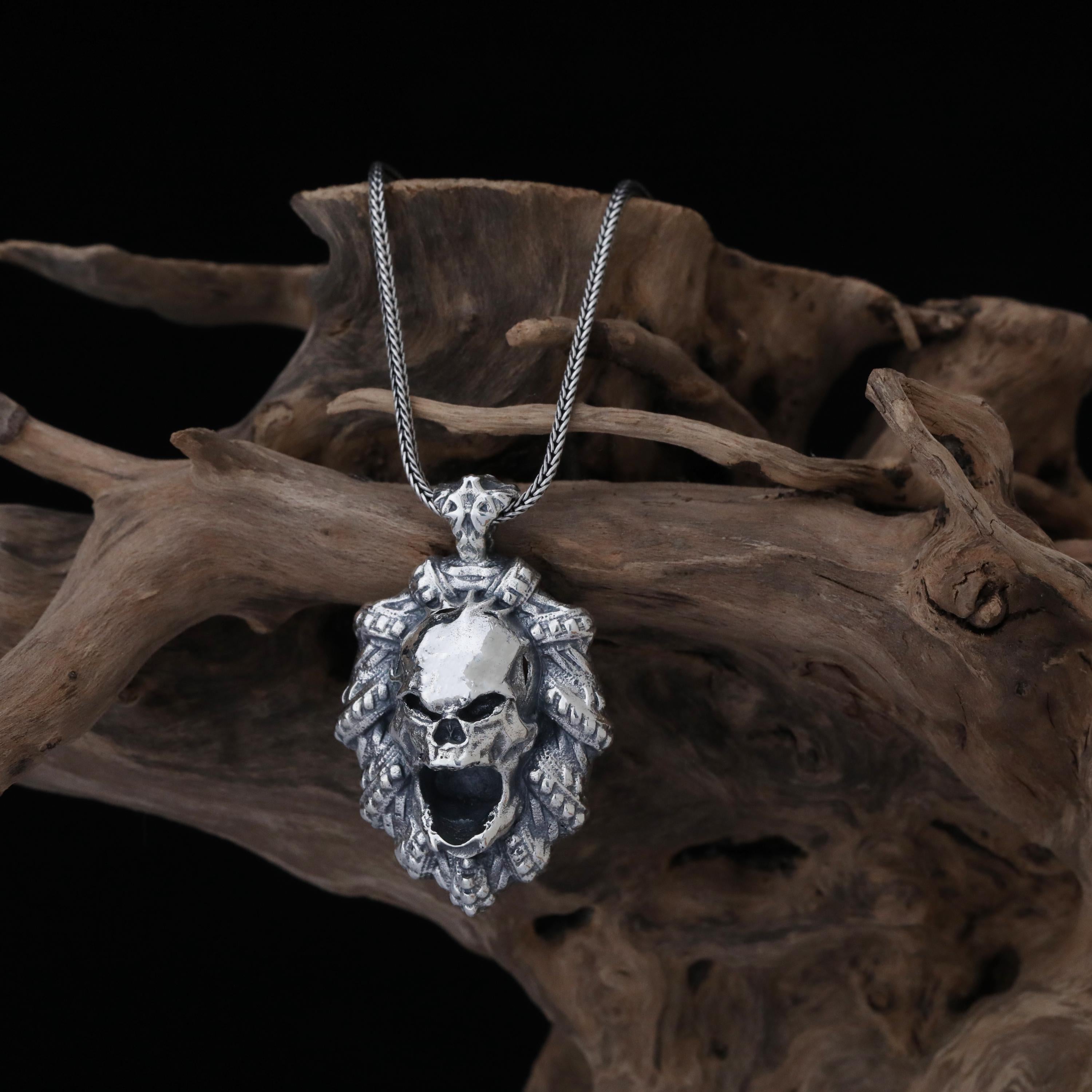 925 Sterling Silver Skull Pendant Necklace