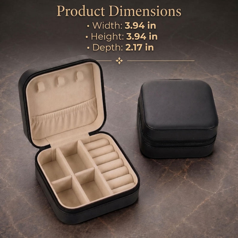 Black leather jewelry travel case dimensions