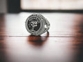Handmade Sterling Silver Aquarius Skull Signet Ring, Memento Mori