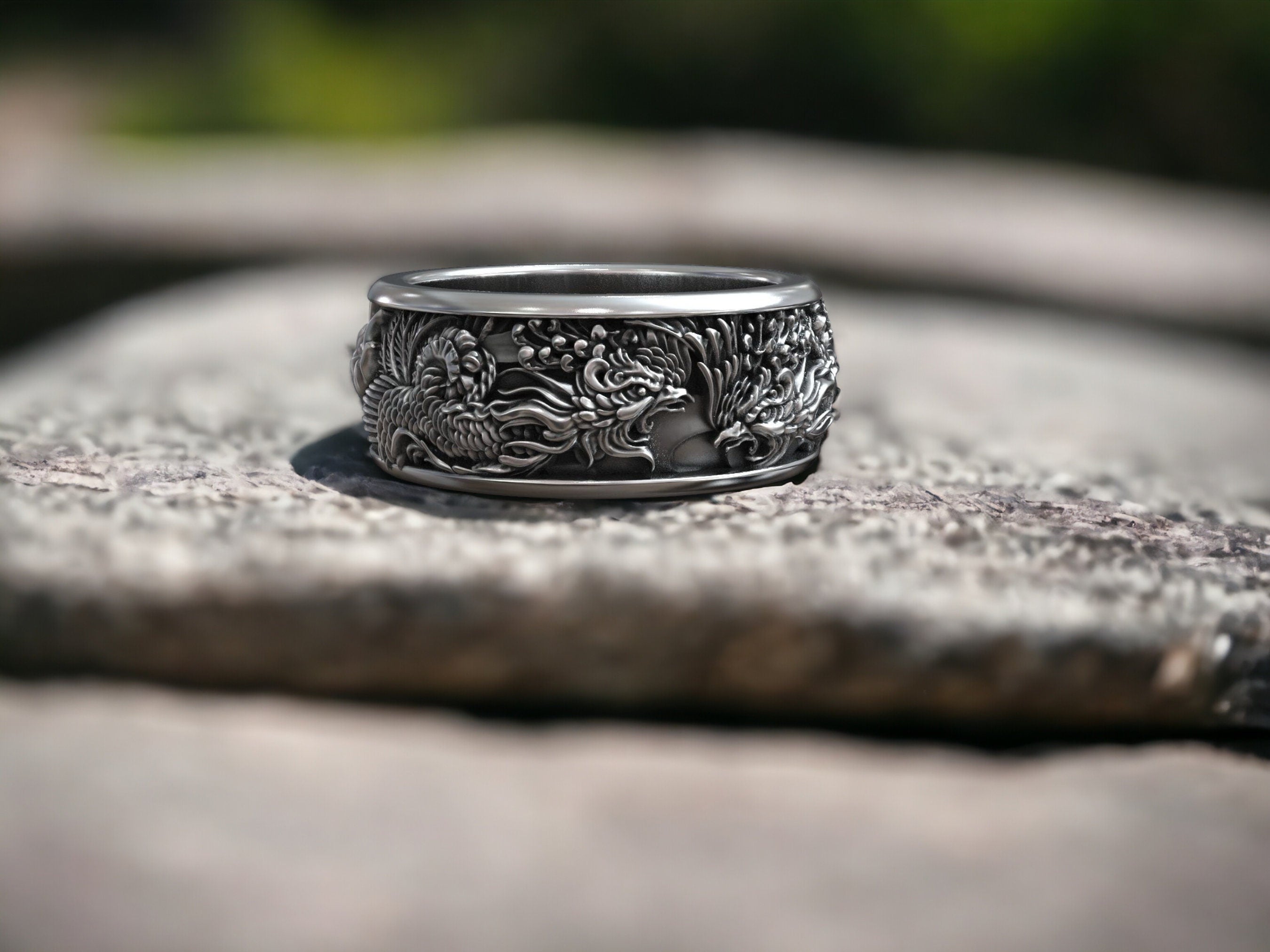 925K Sterling Silver Fire Bird Ring: Japanese Mythology Jewelry