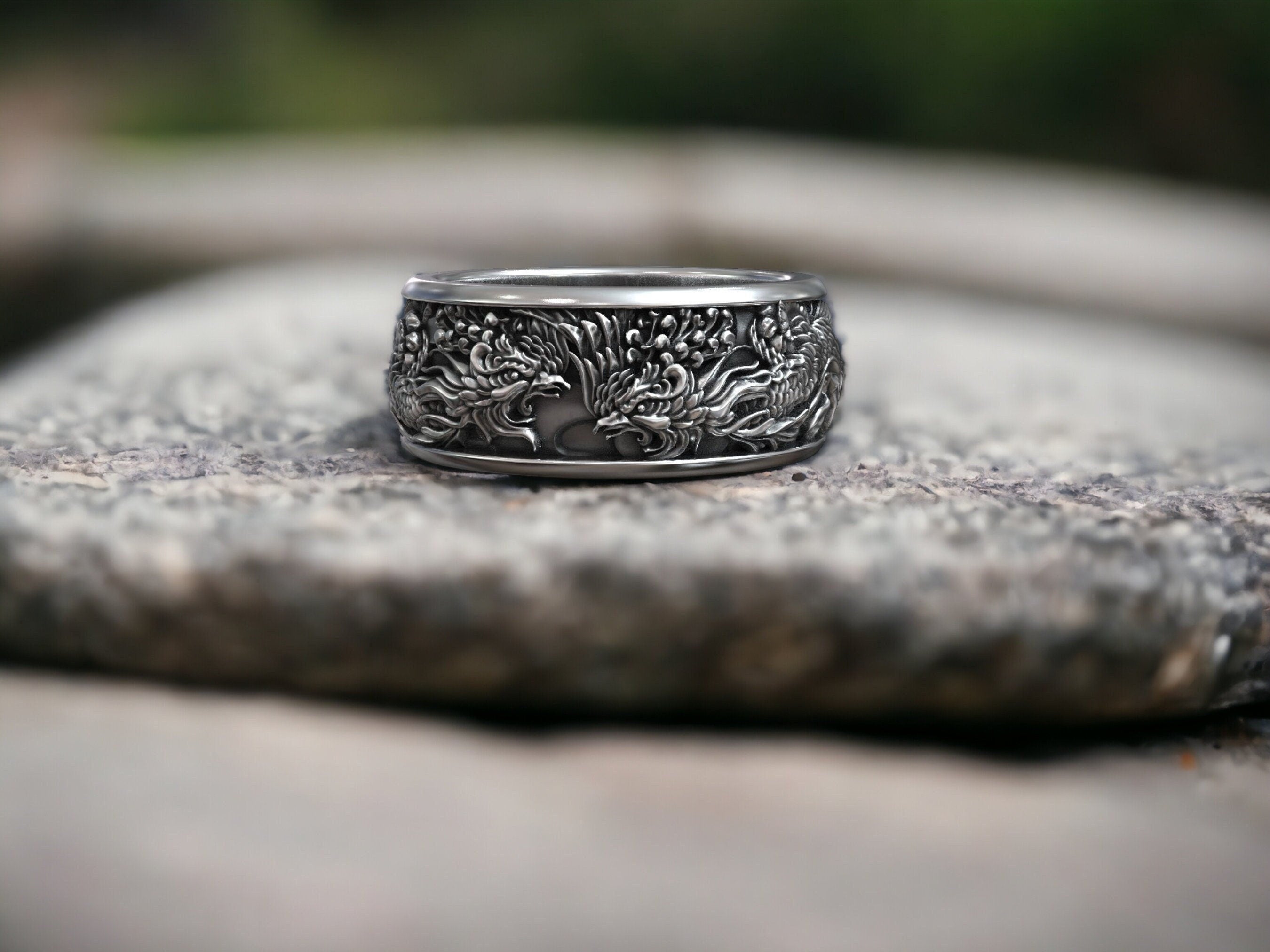 925K Sterling Silver Fire Bird Ring: Japanese Mythology Jewelry