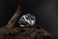 Handmade Sterling Silver Medieval Shield Ring, Fleur De Lis Sword