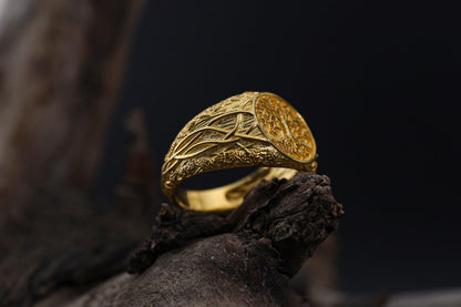 Mens Yggdrasil Ring: Sterling Silver Tree of Life Norse Band, Celtic Symbolism