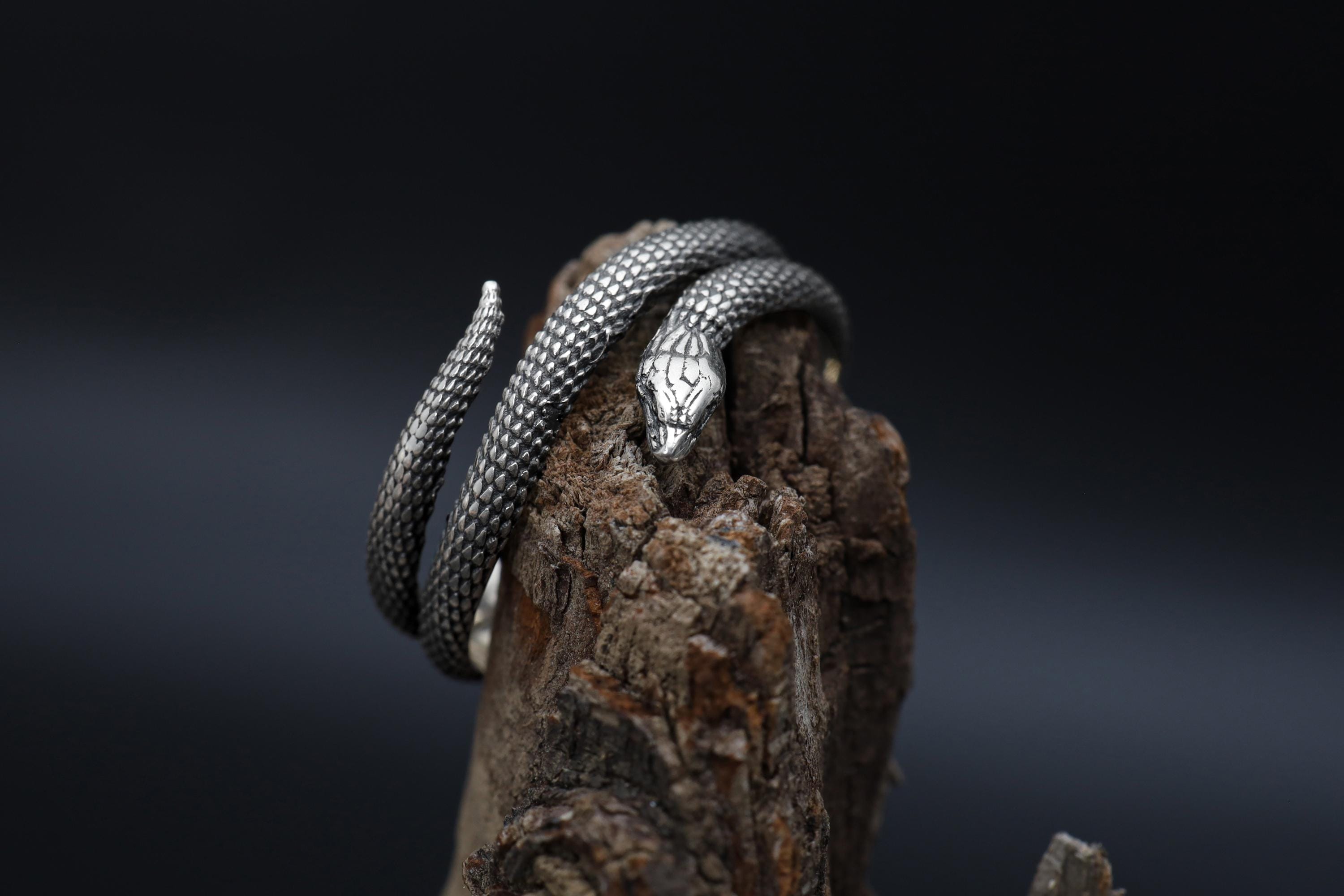 Twisted Snake Ring: 925 Silver Gothic Serpent Band, Handmade Reptile Jewelry
