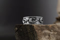 Rhodium Plated Dragon Band Ring: Wind Pattern Band, Waves Nature Inspired Jewelry