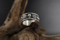 Skull and Roses Band Ring: Engraved Floral Gothic Band, Skull Men Engagement Ring, Roses Of Eternity Ring