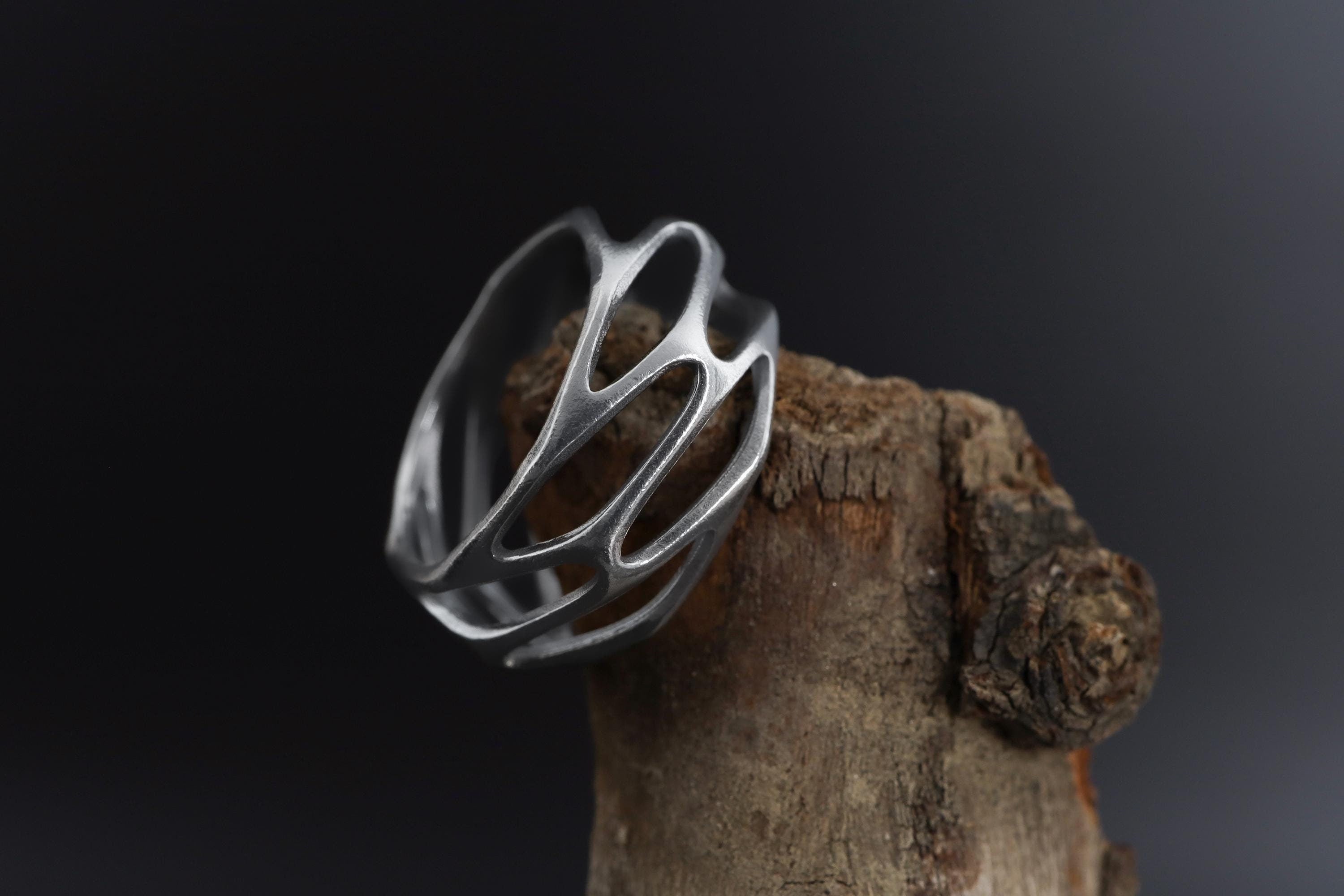 Perforated Wide Band Ring: Modern Minimalist Chunky Filigree  Band, Unique Mens Jewelry