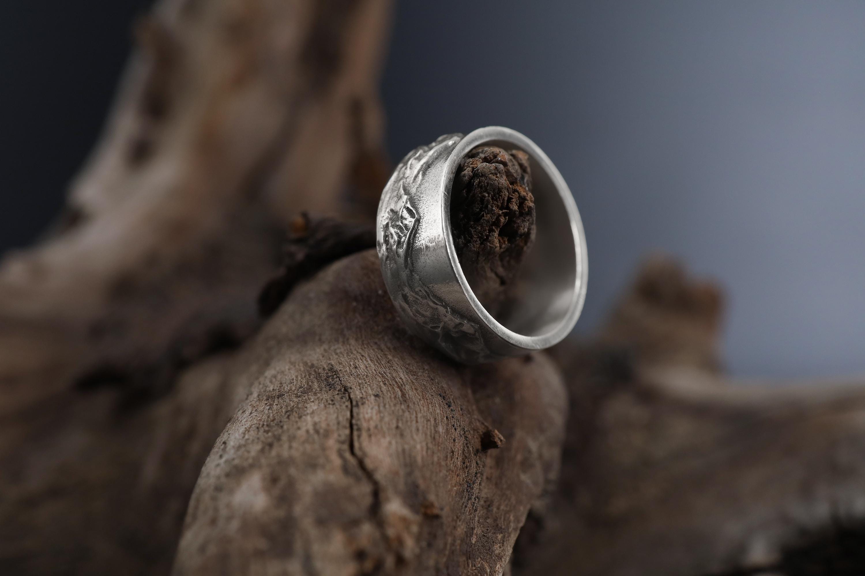 Rugged Mountain Landscape Ring: Outdoor Statement Band Ring, Mountain Range Ring, Wilderness Jewelry
