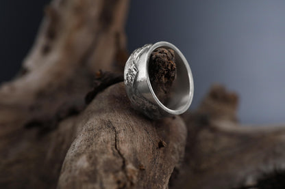 Mountain Range Band Ring: Men Unique Wedding Band, Men Engraved Engagement Ring, Anniversary Natural Ring