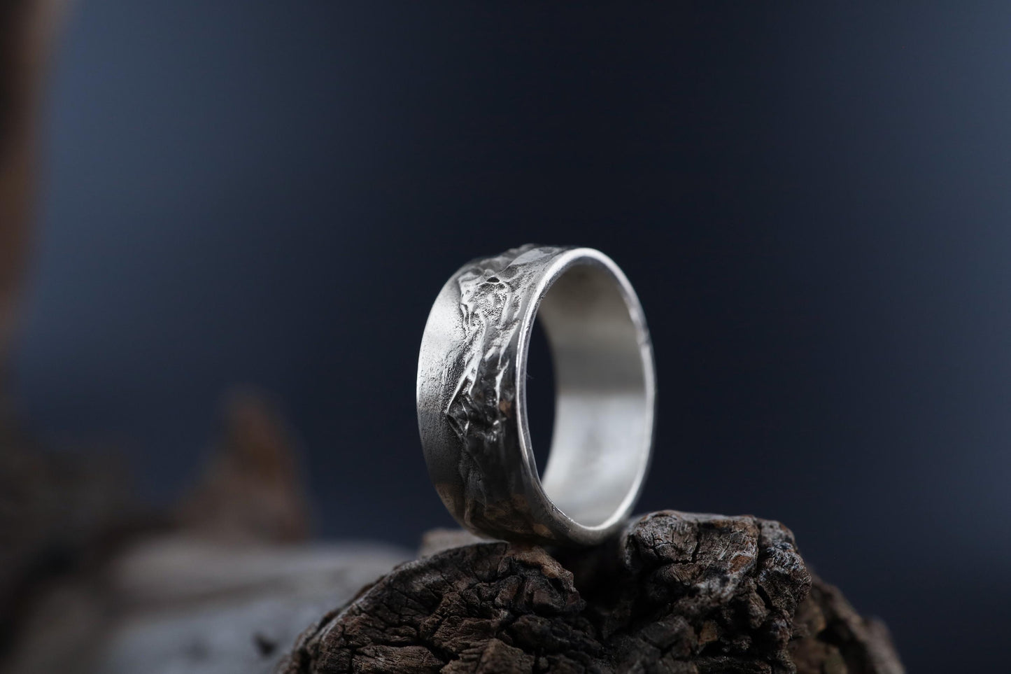 Mountain Range Band Ring: Men Unique Wedding Band, Men Engraved Engagement Ring, Anniversary Natural Ring