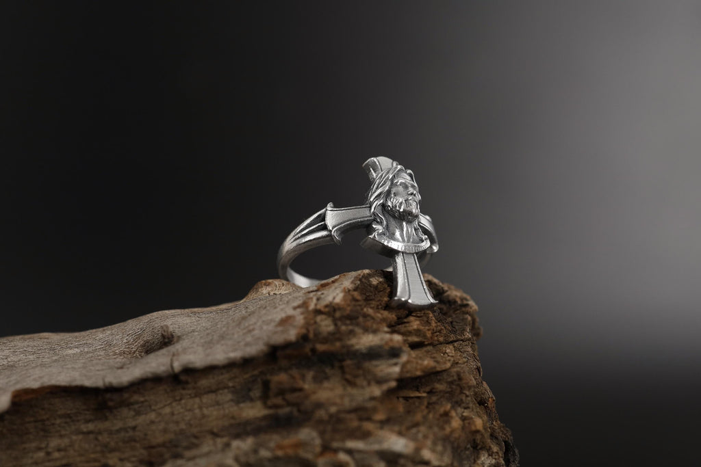 Jesus Cross ring, Christian faith inspired jewelry, symbolic religious statement band, and handcrafted meaningful accessory designed for those who are drawn to devotion, spiritual strength, and timeless Christian symbolism. This striking ring features a detailed cross motif associated with Jesus Christ, creating a powerful design that reflects faith, redemption, and divine guidance.