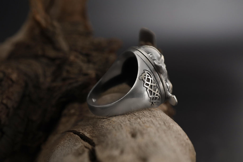 Handmade Sterling Silver Viking Warrior Ring, Norse Mythology Jewelry