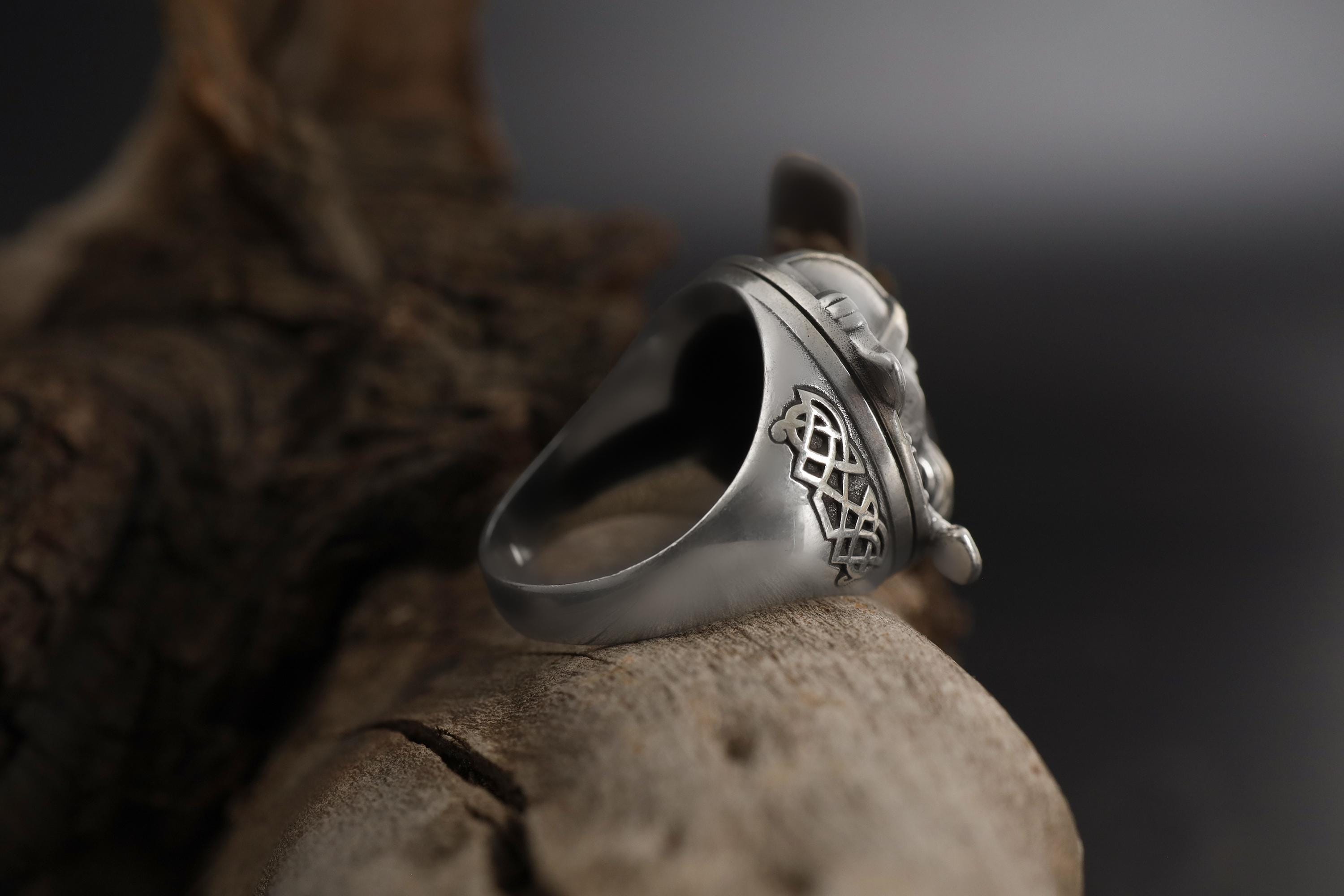 Handmade Sterling Silver Viking Warrior Ring, Norse Mythology Jewelry