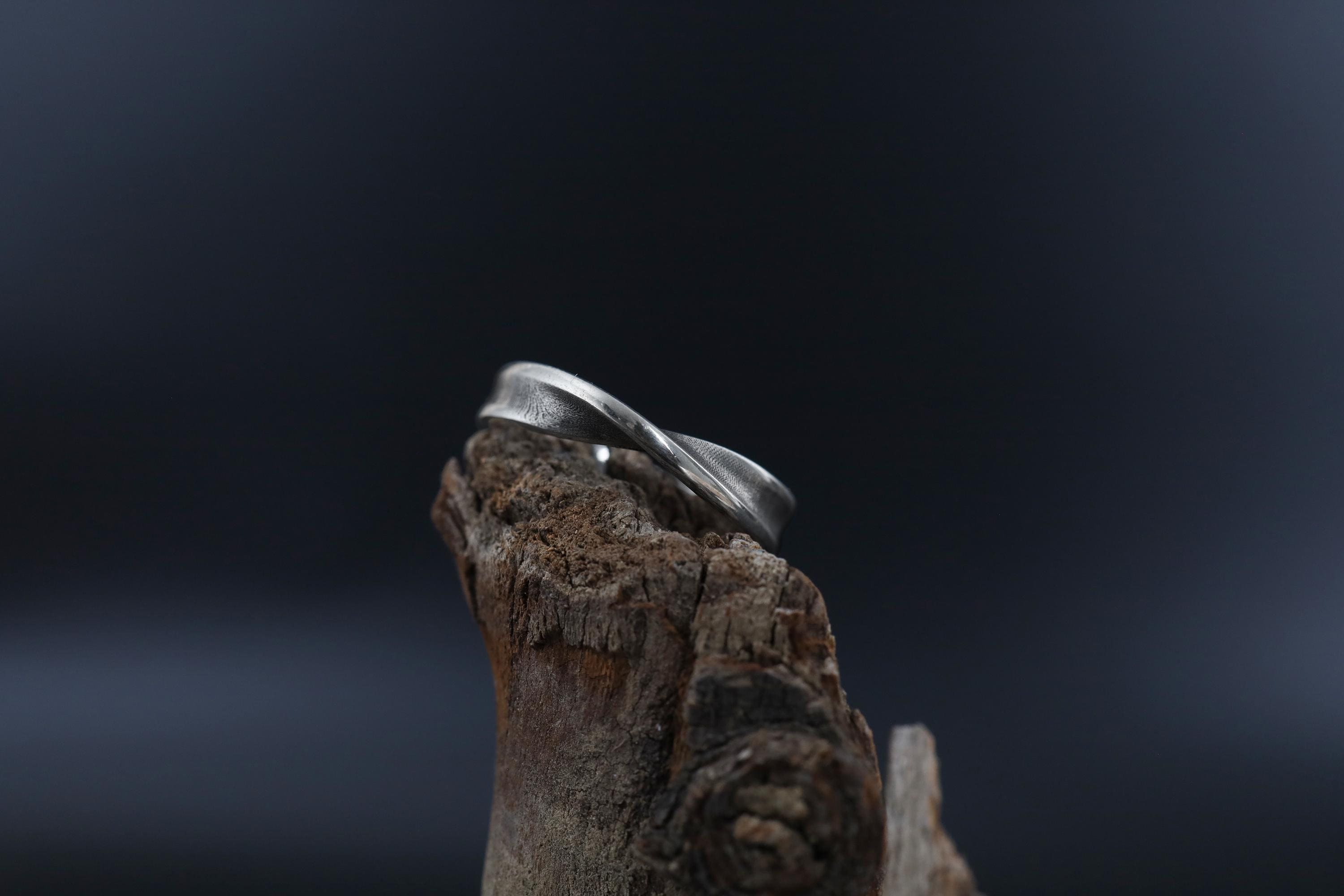 Men's Mobius Infinity Band Ring: Sterling Silver Twisted Wedding Promise Band, Unique Jewelry