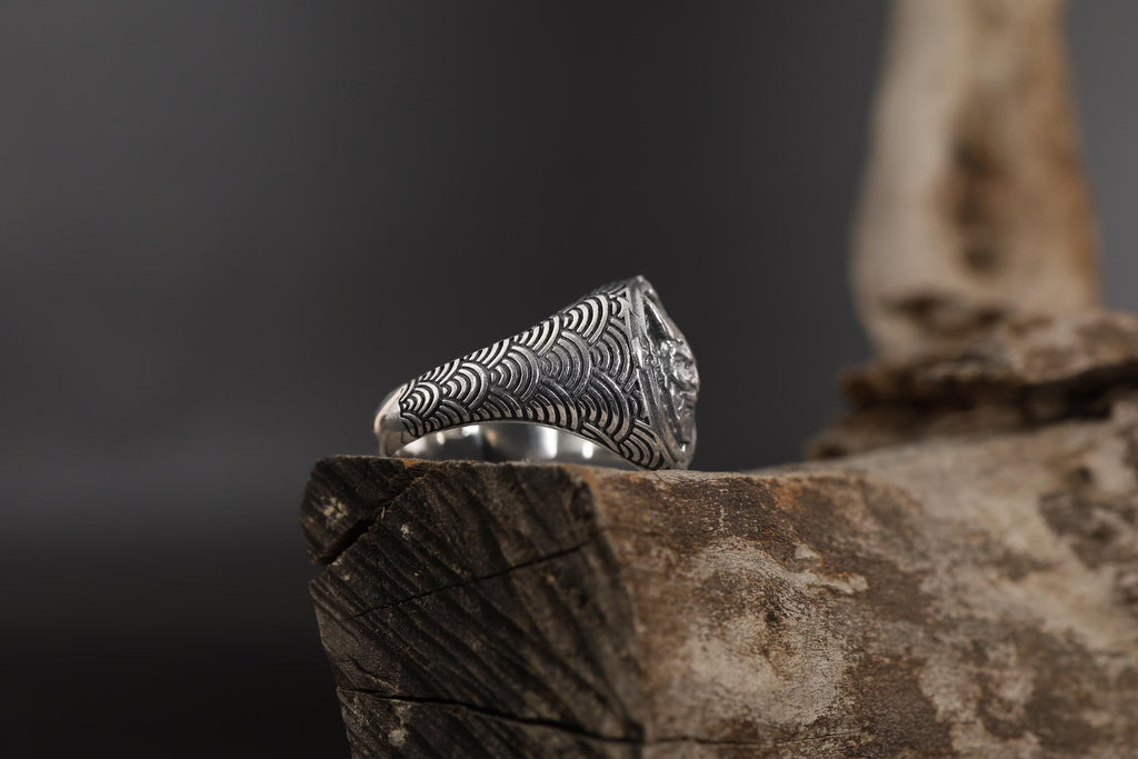 Handmade Sterling Silver Hannya Mask Ring: Japanese Oni Demon