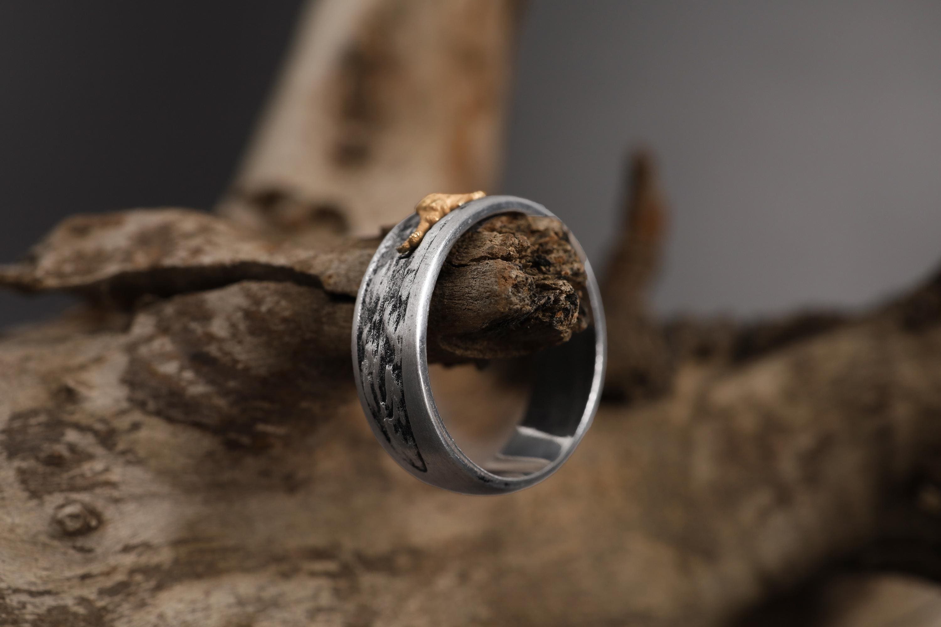 Sterling Silver Handmade Tiger Ring: Asian Animal Jewelry, Unique Band Ring