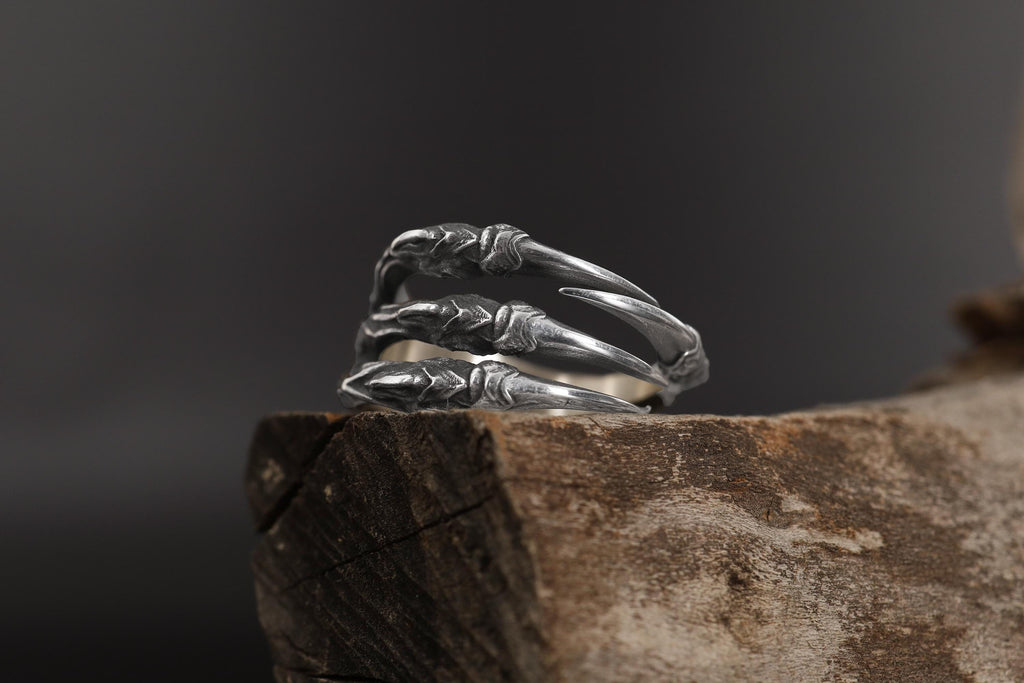 Handmade Gold Plated Dragon Claw Ring: Gothic Mens Jewelry