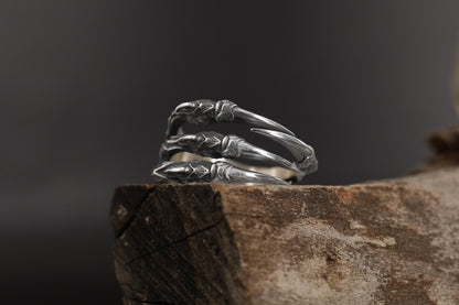 Handmade Gold Plated Dragon Claw Ring: Gothic Mens Jewelry