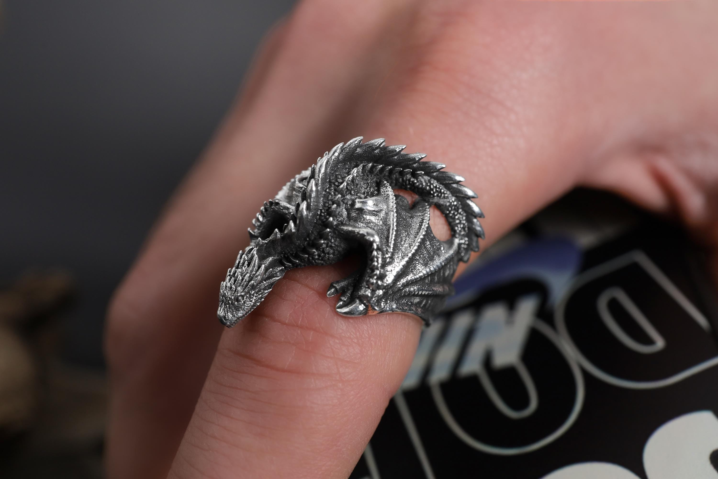 Gold Dragon Wrap Ring: Detailed Fantasy Mythology Statement Jewelry