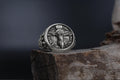 Jesus Crucifix ring, faith inspired religious jewelry, symbolic Christian statement band, and handcrafted bold accessory designed for those who are drawn to devotion, spirituality, faith, and timeless Christian symbolism. This striking ring features a detailed depiction of Jesus on the Holy Crucifix, carefully engraved onto a bold signet face, creating a powerful appearance inspired by Christian tradition, sacred art, and enduring faith.