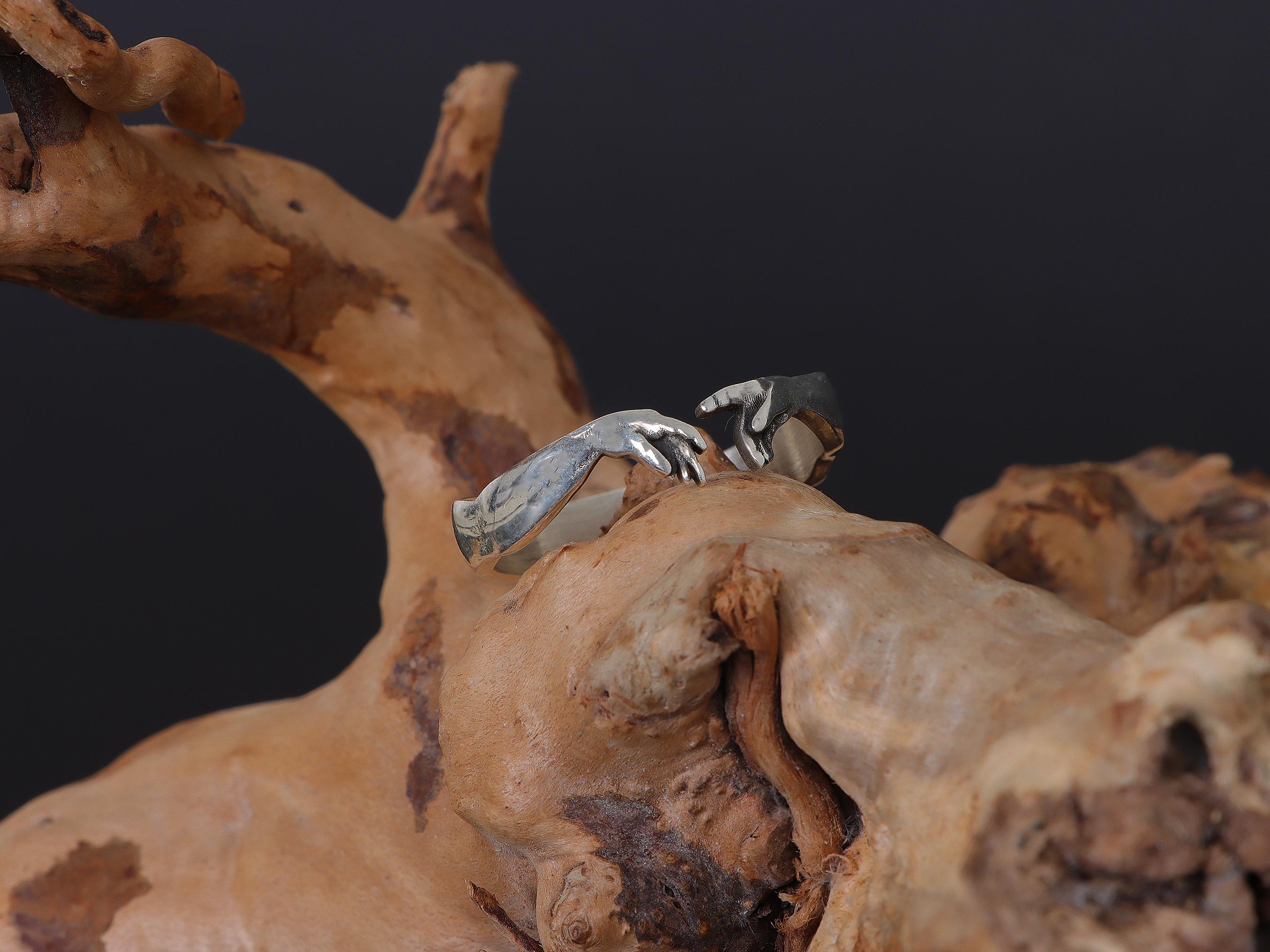 The Creation of Adam Michelangelo Ring: Hand of God Band, Renaissance Men Jewelry