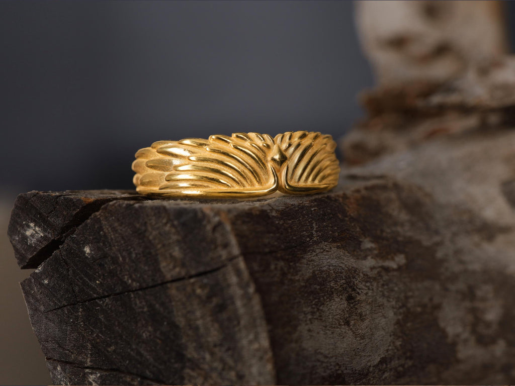 Sterling Silver Wings Band Ring: Symbolic Angelic Unisex Statement Jewelry