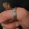 Gold Plated Sterling Silver Angel Wings Ring: Guardian Wedding Band, Religious Jewelry