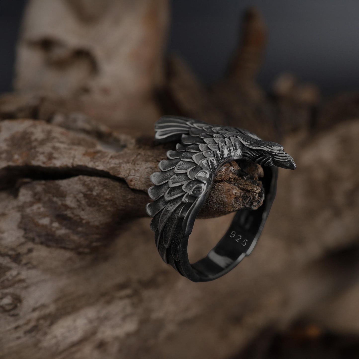 This raven ring for men is a bold and highly detailed design inspired by Norse mythology, Viking symbolism, crow jewelry, and statement men’s rings. Featuring a dramatic spread-wing raven motif, this ring captures the power, intelligence, and mystery long associated with the raven. It is an ideal choice for buyers searching for a Viking raven ring, Norse raven ring, crow ring for men, bird statement ring, or a symbolic men’s ring with a strong an