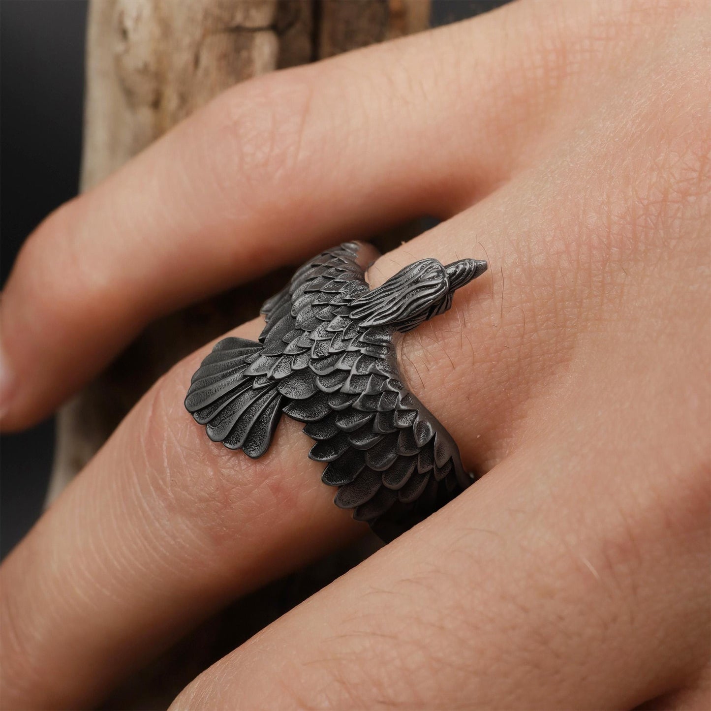 This raven ring for men is a bold and highly detailed design inspired by Norse mythology, Viking symbolism, crow jewelry, and statement men’s rings. Featuring a dramatic spread-wing raven motif, this ring captures the power, intelligence, and mystery long associated with the raven. It is an ideal choice for buyers searching for a Viking raven ring, Norse raven ring, crow ring for men, bird statement ring, or a symbolic men’s ring with a strong an