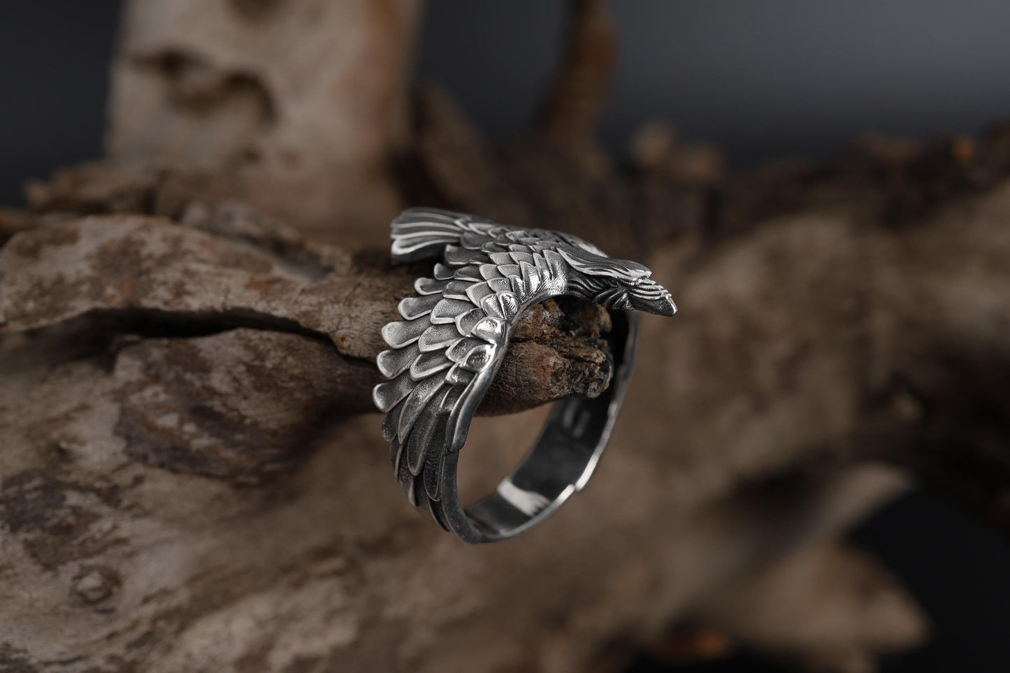 Sterling Silver Raven Ring: Gothic Norse Mythology Bird Jewelry