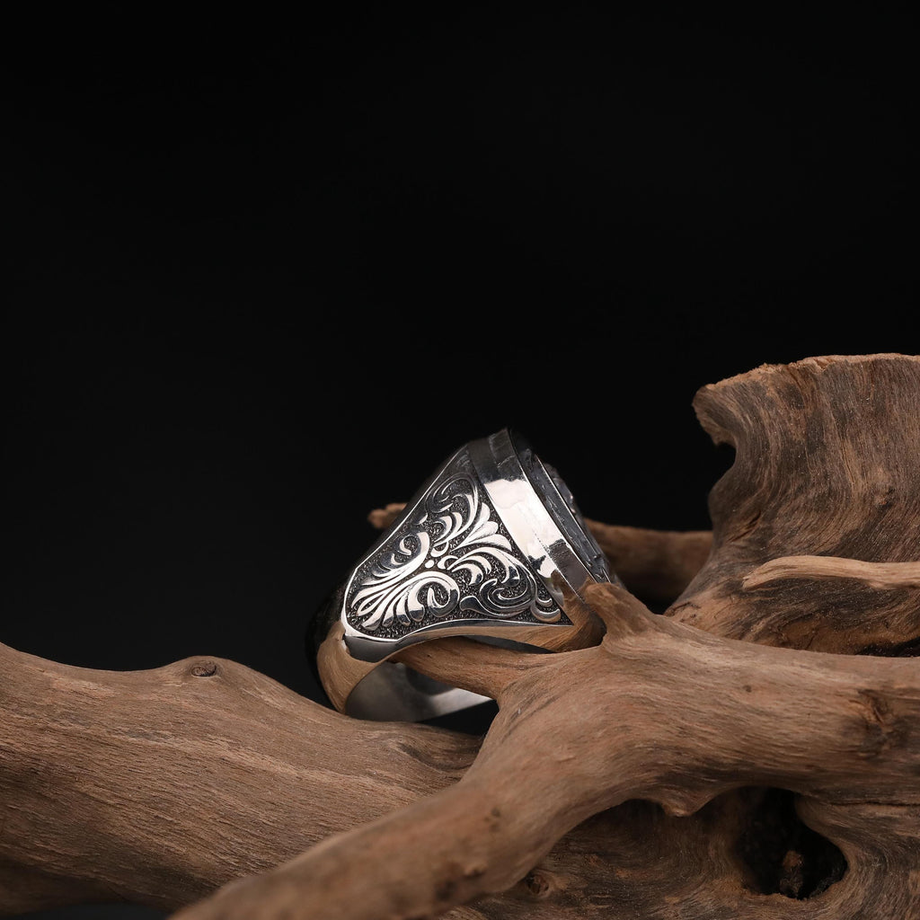 St. Michael Archangel Silver Ring for Men: Warrior Angel Sword Signet Ring, Spiritual Protection Jewelry