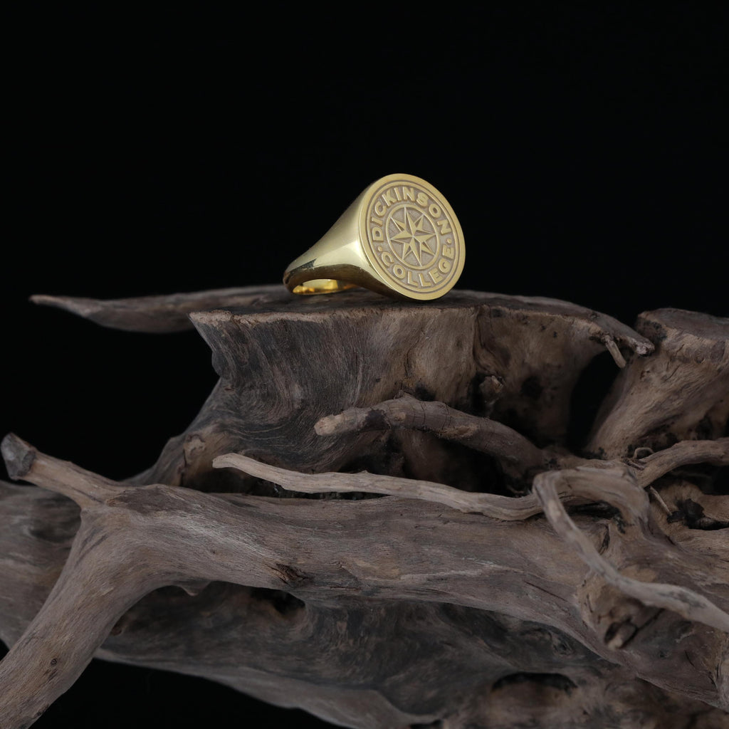 14k Solid Gold Dickinson College Signet Ring: Custom Graduation Ring | Handmade University Crest Gold Ring