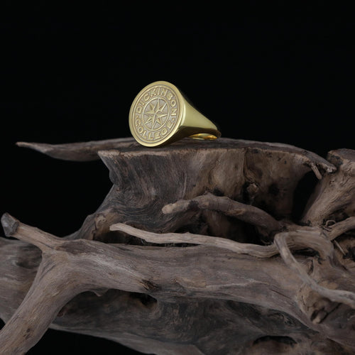 14k Solid Gold Dickinson College Signet Ring: Custom Graduation Ring | Handmade University Crest Gold Ring