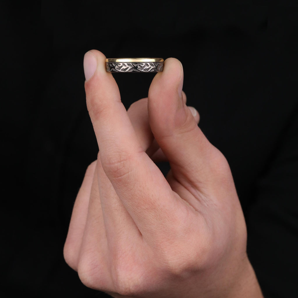Textured stripe band ring, grooved men’s ring, modern minimalist band ring, and handcrafted statement ring designed for those who are drawn to clean lines, structured patterns, and contemporary style. This striking ring features a textured striped surface with precise grooves, creating a look that feels modern, bold, and effortlessly refined.