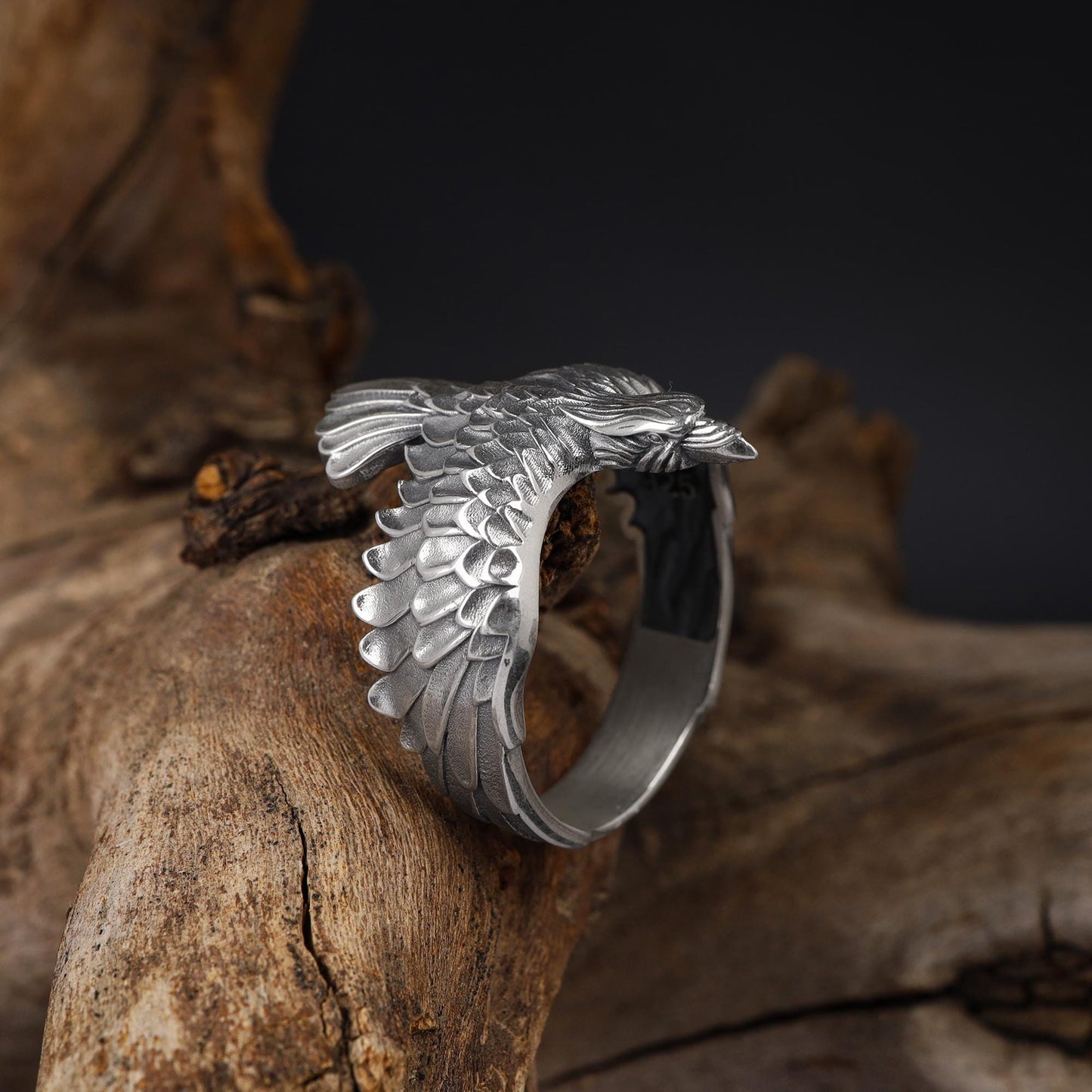 This raven ring for men is a bold and highly detailed design inspired by Norse mythology, Viking symbolism, crow jewelry, and statement men’s rings. Featuring a dramatic spread-wing raven motif, this ring captures the power, intelligence, and mystery long associated with the raven. It is an ideal choice for buyers searching for a Viking raven ring, Norse raven ring, crow ring for men, bird statement ring, or a symbolic men’s ring with a strong an