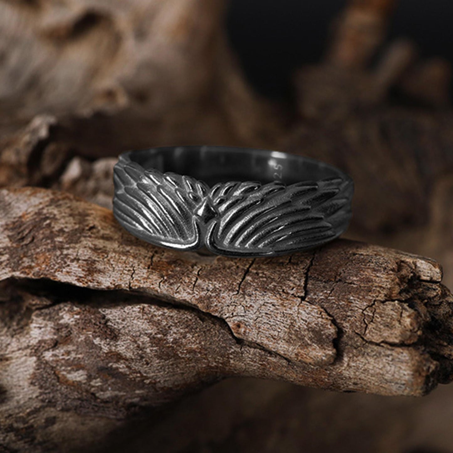 Sterling Silver Wings Band Ring: Symbolic Angelic Unisex Statement Jewelry