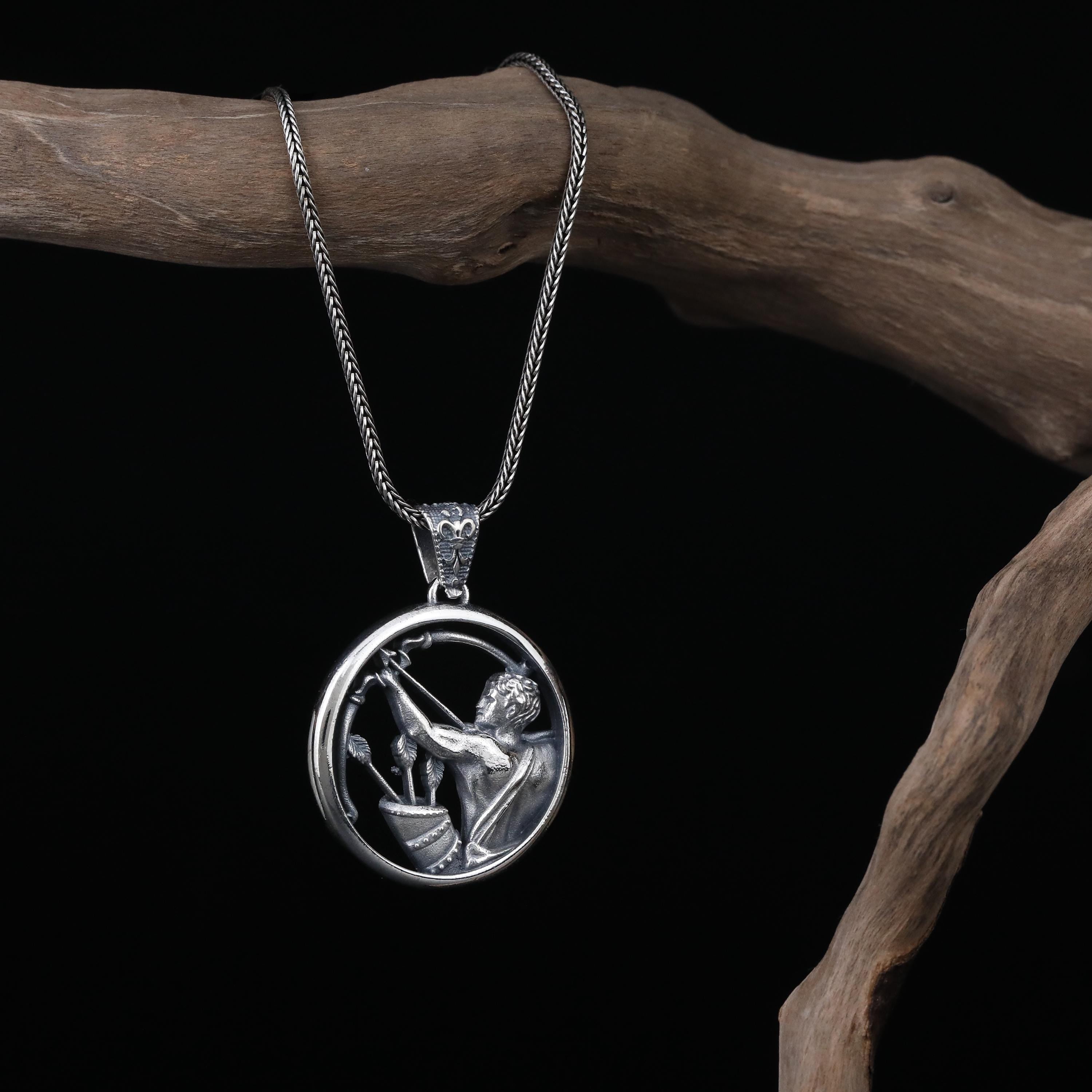 Handmade Sterling Silver Sagittarius Necklace, Zodiac Sign Jewelry