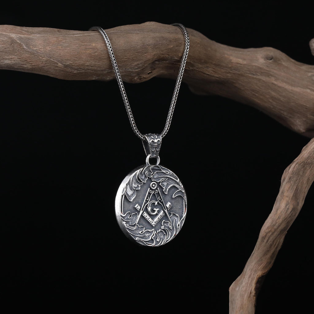 Handmade Freemason Sterling Silver Signet Necklace: Masonic Jewelry