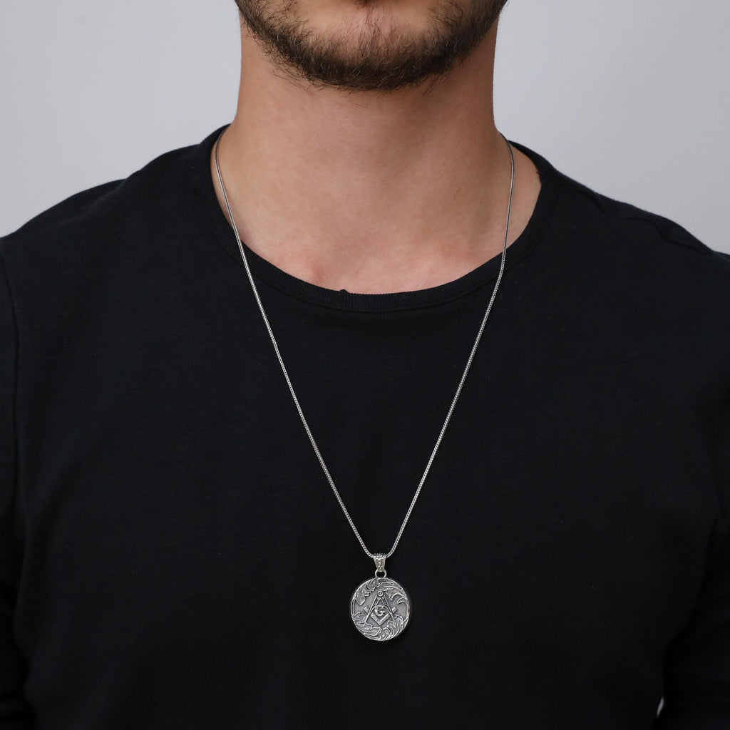 Handmade Freemason Sterling Silver Signet Necklace: Masonic Jewelry