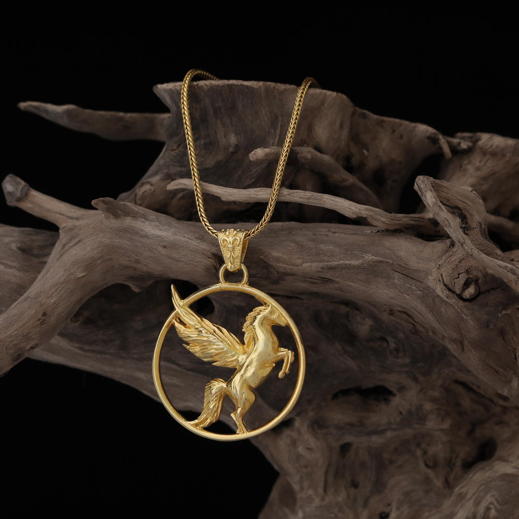 Pegasus Necklace for Men, Mythical Winged Horse Pendant, Silver Greek God Necklace, Fantasy Creature Jewelry, Equestrian Gift for Him