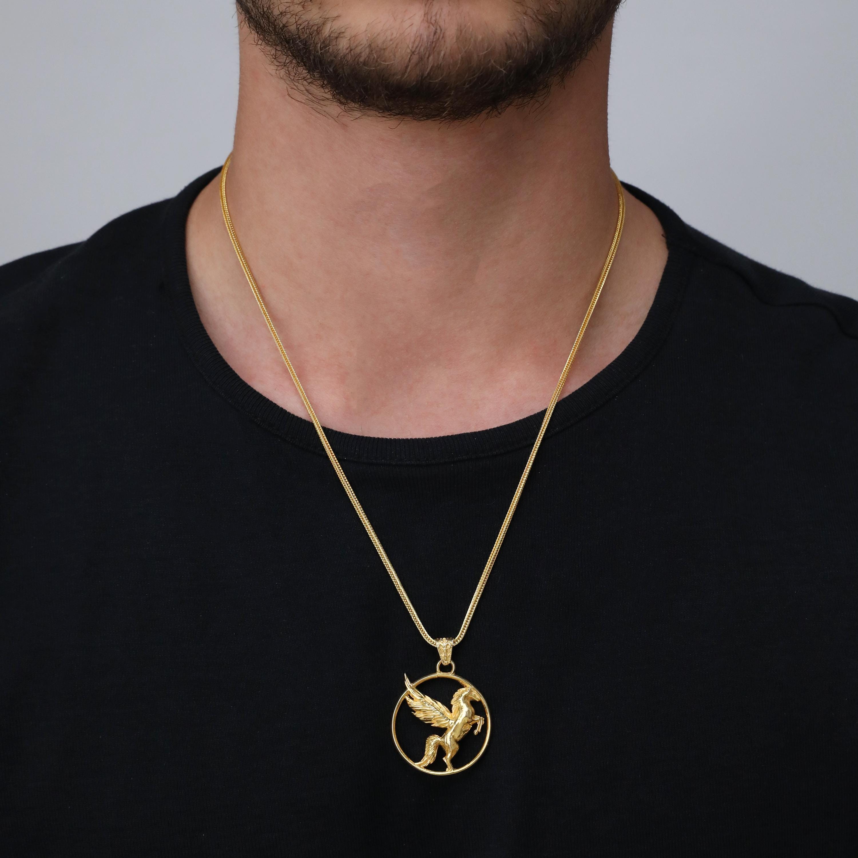 Pegasus Necklace for Men, Mythical Winged Horse Pendant, Silver Greek God Necklace, Fantasy Creature Jewelry, Equestrian Gift for Him