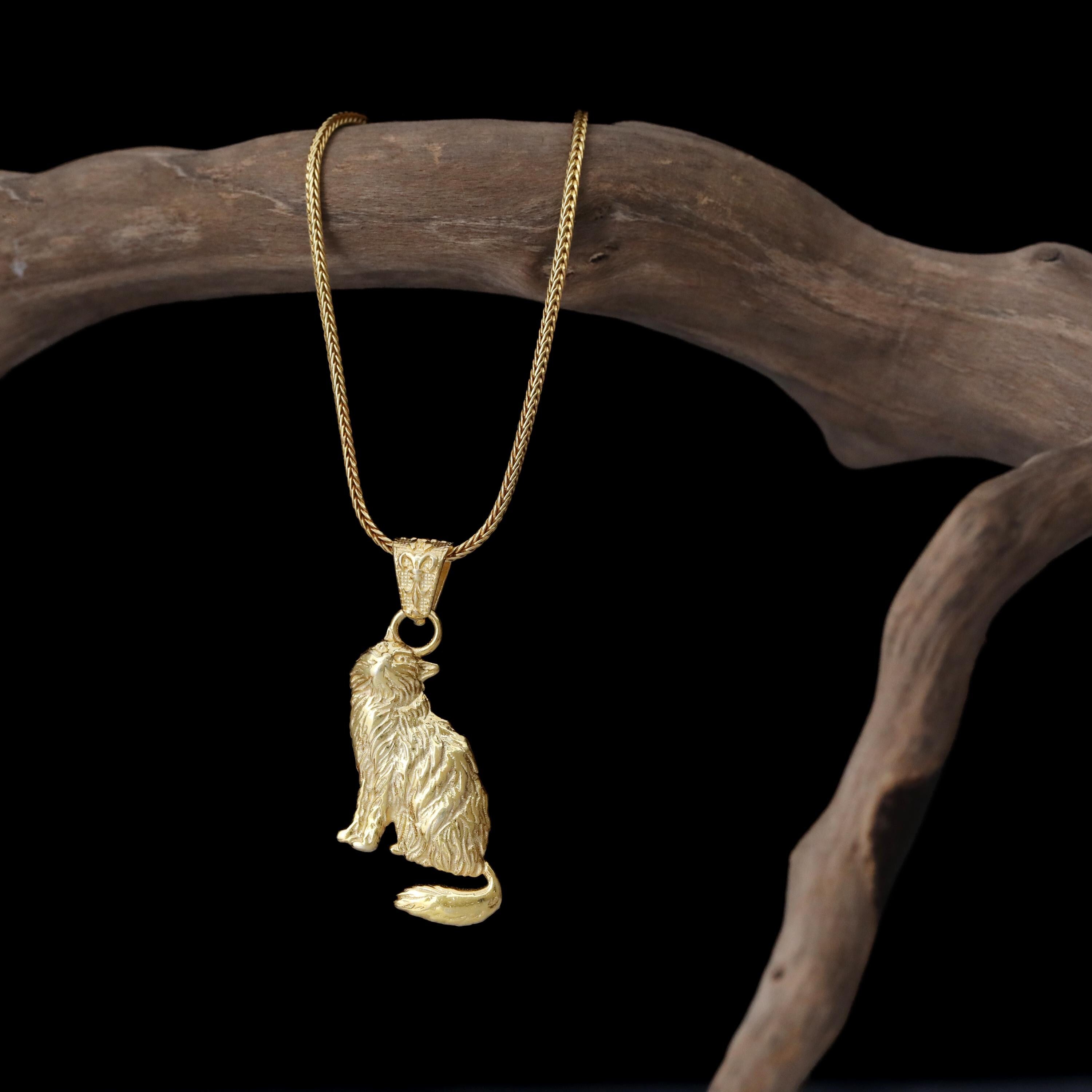 Handmade Gold Plated Cat Necklace, 925 Sterling Silver Pendant