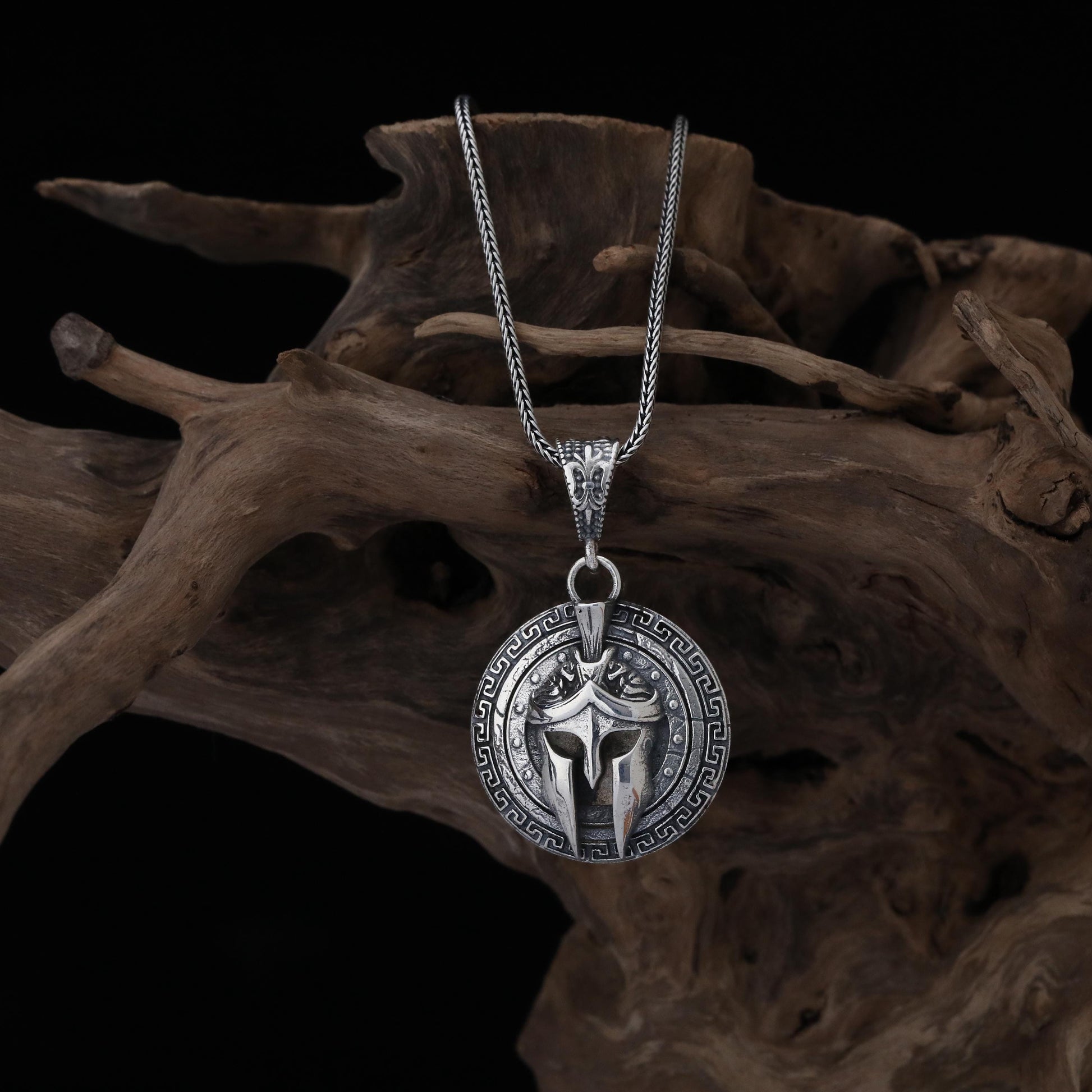 Handmade Sterling Silver Spartacus Helmet Necklace, Celtic Warrior Jewelry