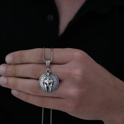 Handmade Sterling Silver Spartacus Helmet Necklace, Celtic Warrior Jewelry