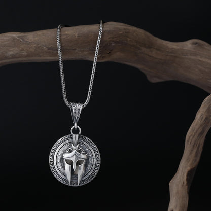 Handmade Sterling Silver Spartacus Helmet Necklace, Celtic Warrior Jewelry