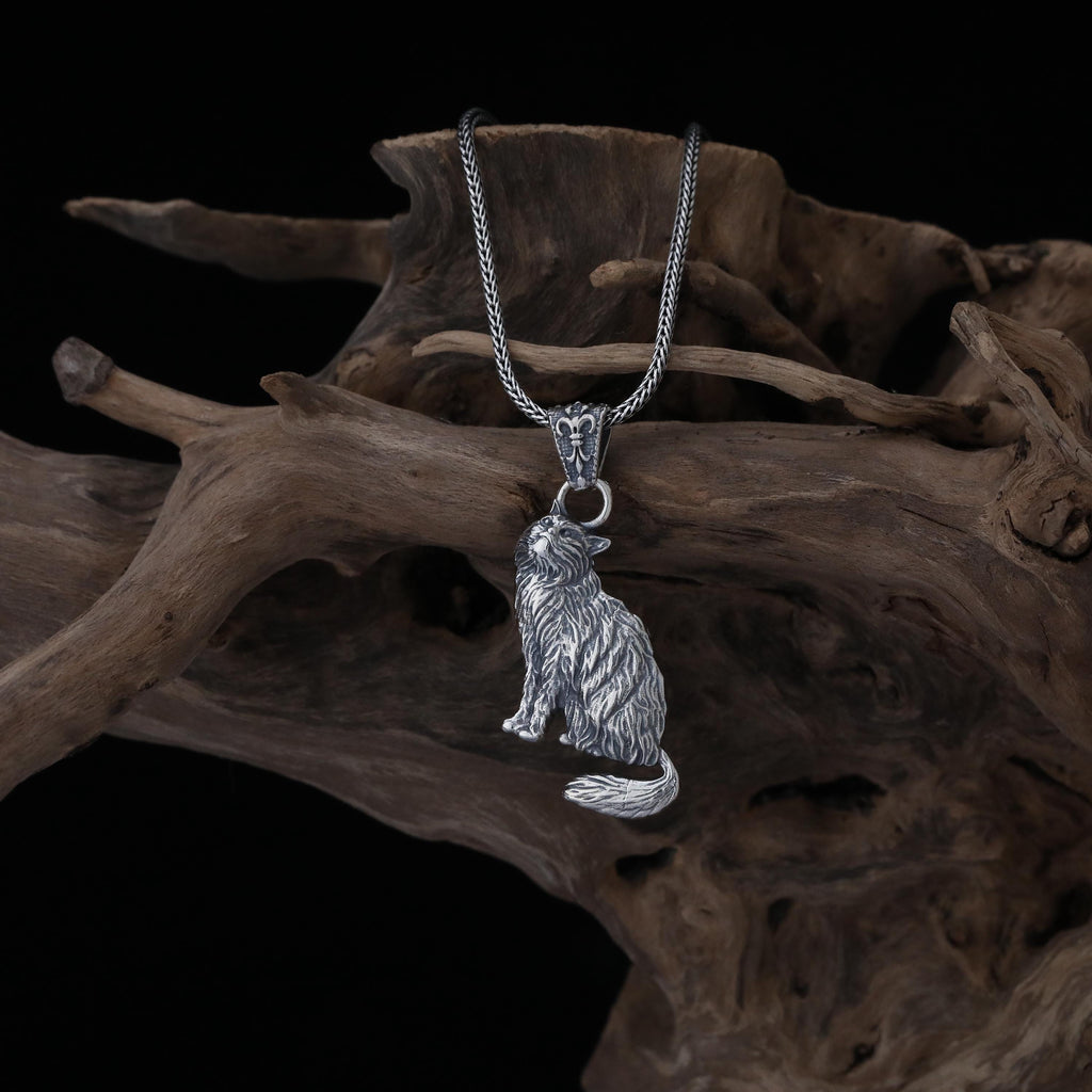 Handmade Gold Plated Cat Necklace, 925 Sterling Silver Pendant