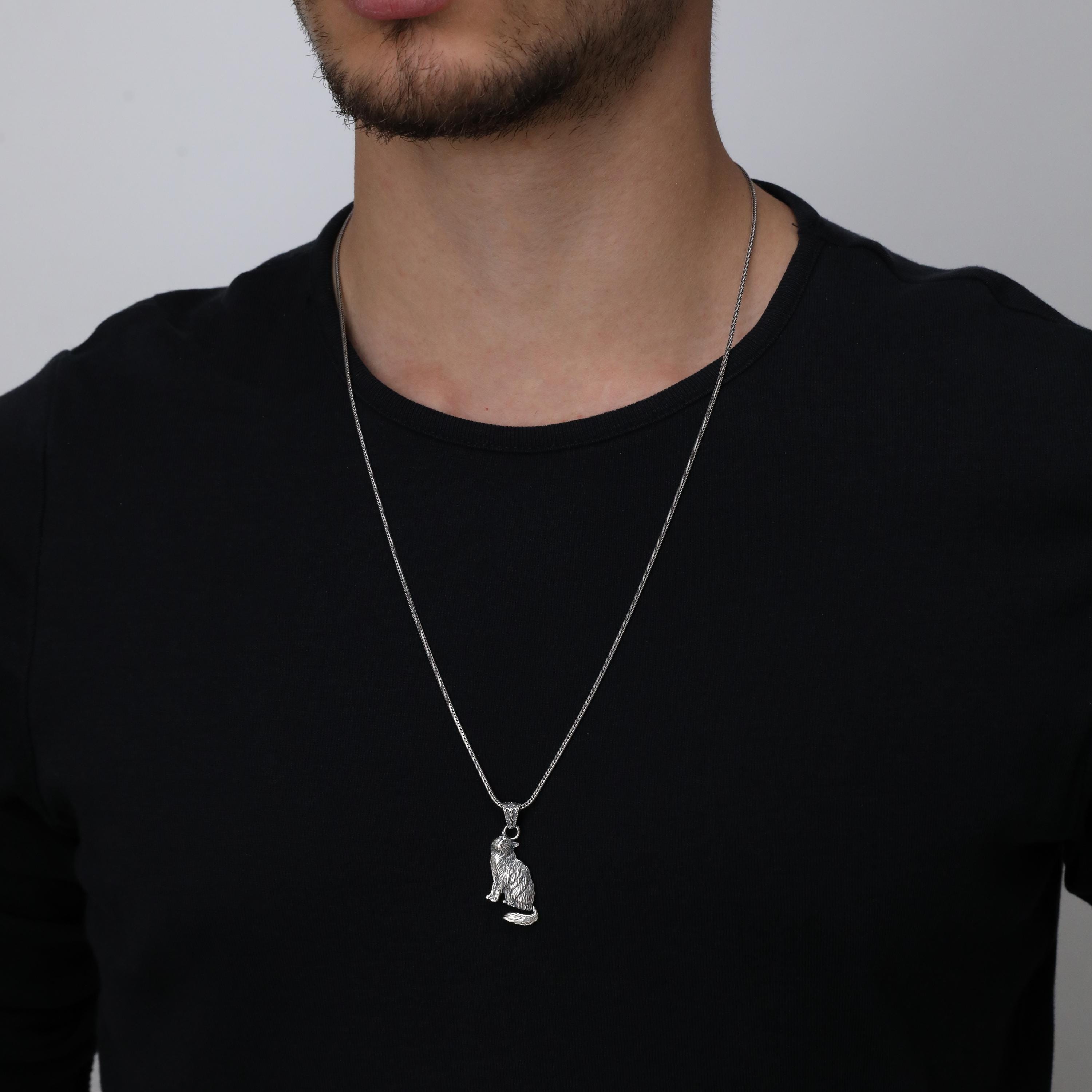 Handmade Gold Plated Cat Necklace, 925 Sterling Silver Pendant