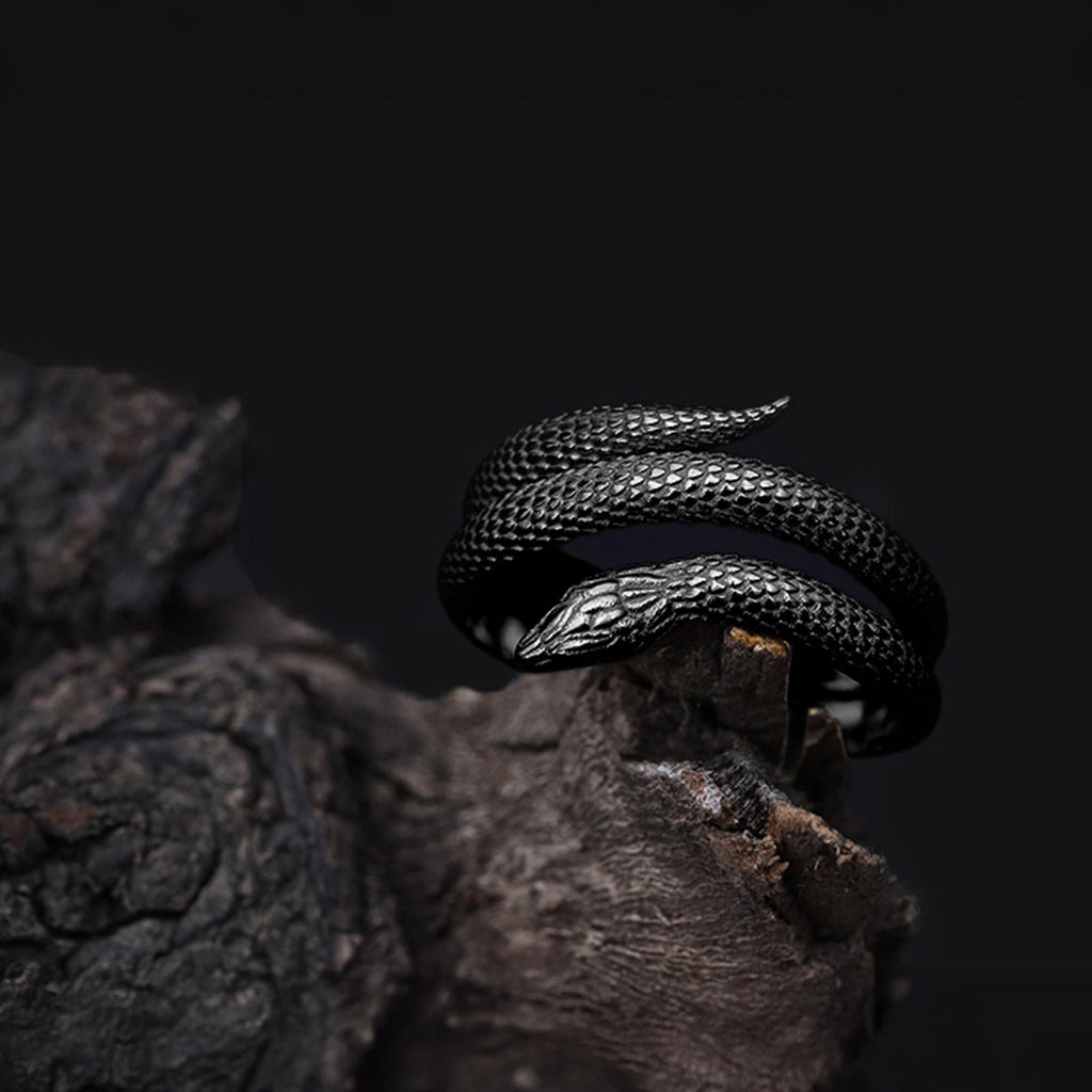 Twisted Snake Ring: 925 Silver Gothic Serpent Band, Handmade Reptile Jewelry